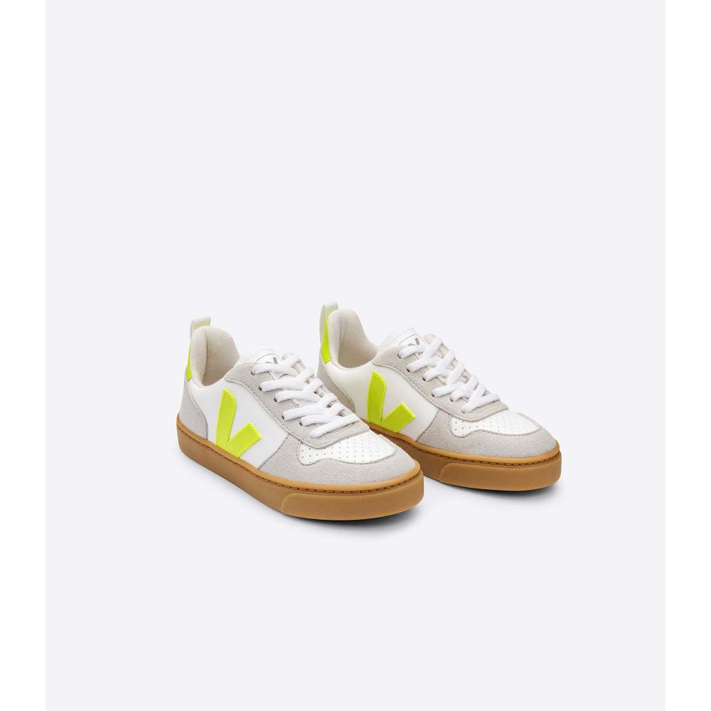 Kids' Veja V-10 CWL Sneakers White/Mint | ZA 852LIS